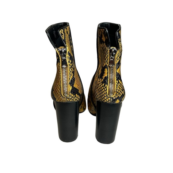 Aqua Soren Yellow Snake Print Block Boot Heels - Picture 3 of 10